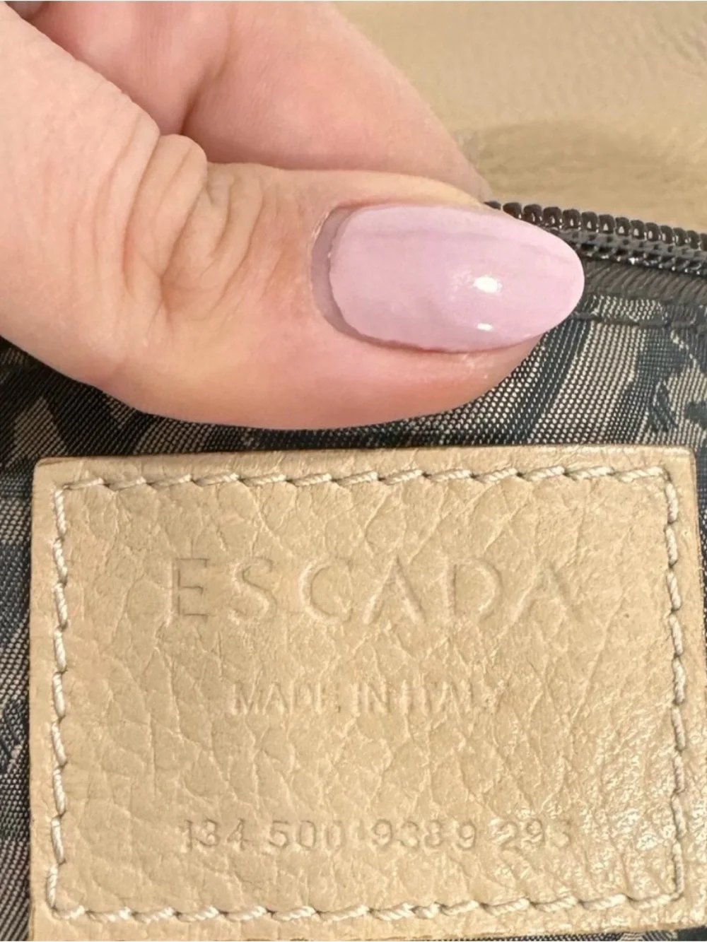 Escada Cream Satchel with Brown Braided Handle and Gold Accents